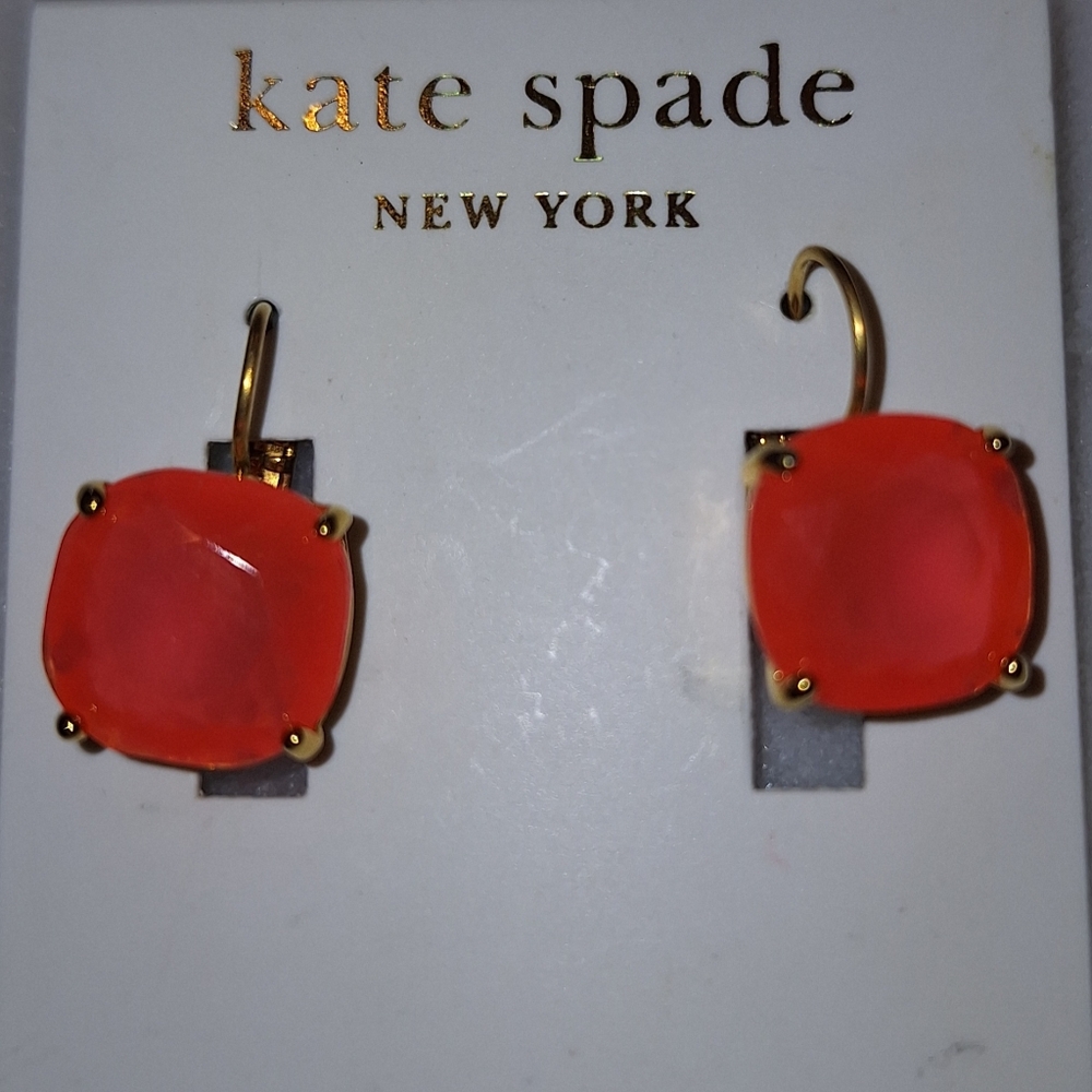 NWT Kate Spade NY Coral Square Stud Earrings 14K Gold Fill